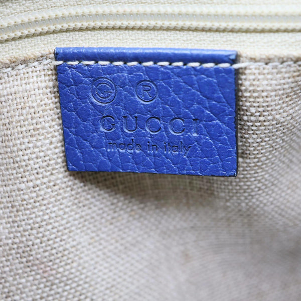 GUCCI Small Bree GG Canvas Leather Tote Crossbody Bag Blue 449241
