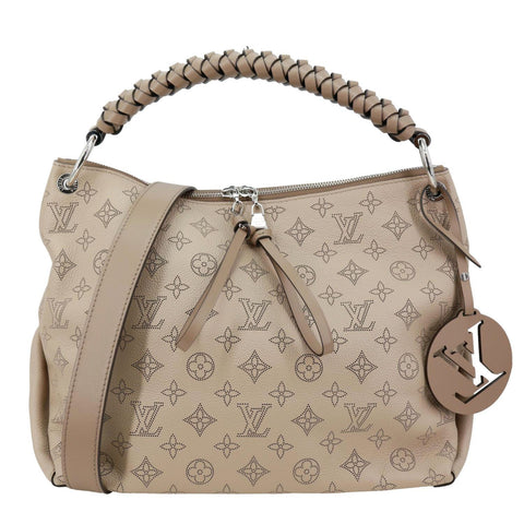 LOUIS VUITTON Beaubourg Mahina MM Leather Hobo Shoulder Bag Cream