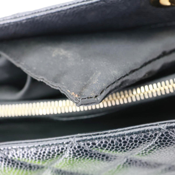 CHANEL Grand Shopping Quilted Caviar Leather Tote Bag Black
