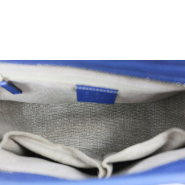 GUCCI Small Bree GG Canvas Leather Tote Crossbody Bag Blue 449241