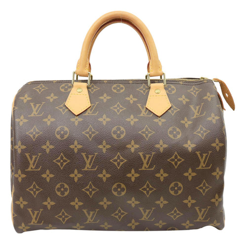 LOUIS VUITTON Speedy 30 Monogram Canvas Satchel Bag Brown