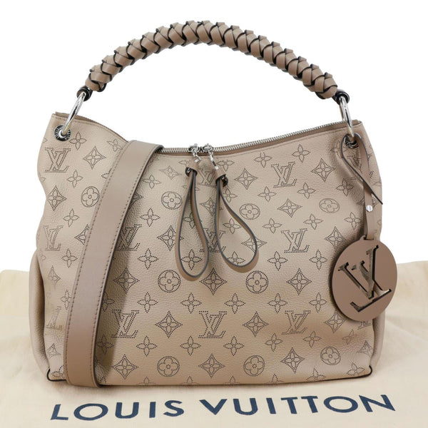 LOUIS VUITTON Beaubourg Mahina MM Leather Hobo Shoulder Bag Cream