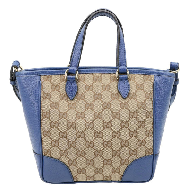 GUCCI Small Bree GG Canvas Leather Tote Crossbody Bag Blue 449241