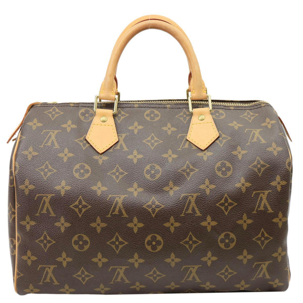LOUIS VUITTON Speedy 30 Monogram Canvas Satchel Bag Brown