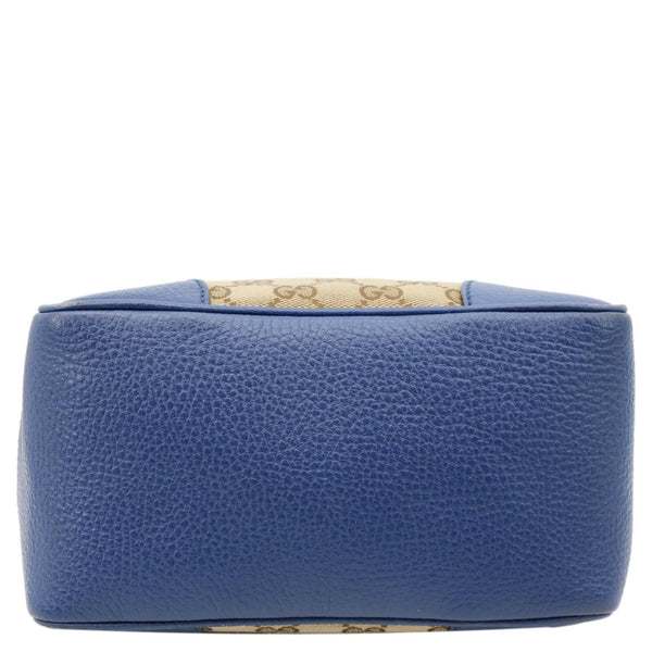 GUCCI Small Bree GG Canvas Leather Tote Crossbody Bag Blue 449241