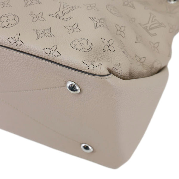 LOUIS VUITTON Beaubourg Mahina MM Leather Hobo Shoulder Bag Cream
