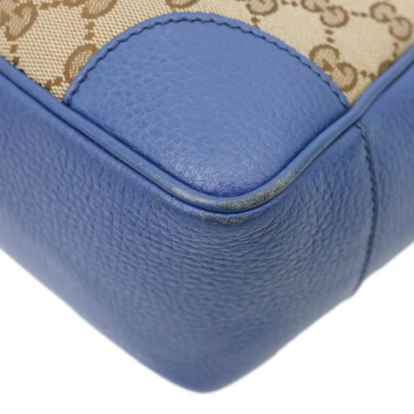 GUCCI Small Bree GG Canvas Leather Tote Crossbody Bag Blue 449241