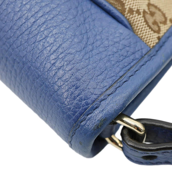 GUCCI Small Bree GG Canvas Leather Tote Crossbody Bag Blue 449241