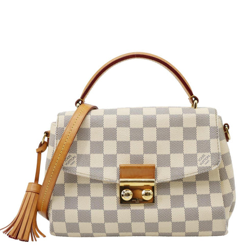 LOUIS VUITTON Croisette Damier Azur Satchel Crossbody Bag Rose Ballerine