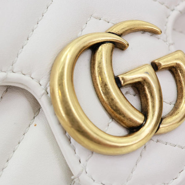 GUCCI GG Marmont Super Mini Matelasse Leather Crossbody Bag White 476433