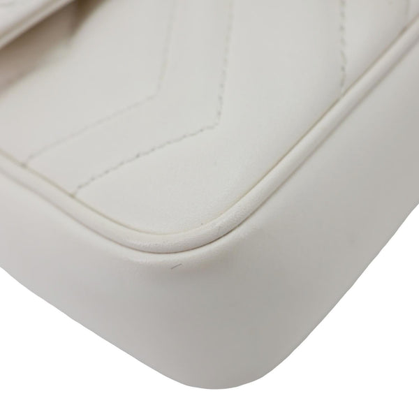 GUCCI GG Marmont Super Mini Matelasse Leather Crossbody Bag White 476433