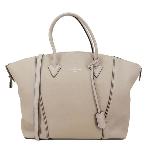 LOUIS VUITTON Soft Lockit Grained Cachemire Calfskin Leather Crossbody Bag Cream
