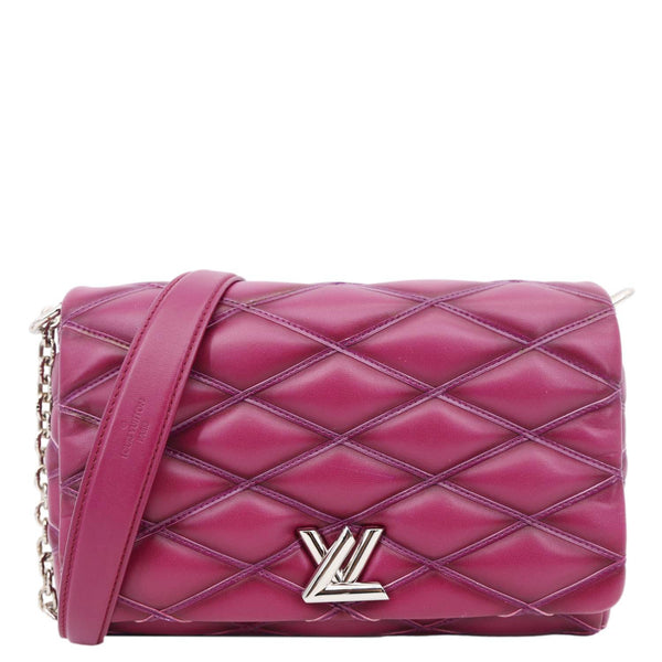 LOUIS VUITTON GO-14 MM Malletage Quilted Lambskin Leather Crossbody Bag Burgundy