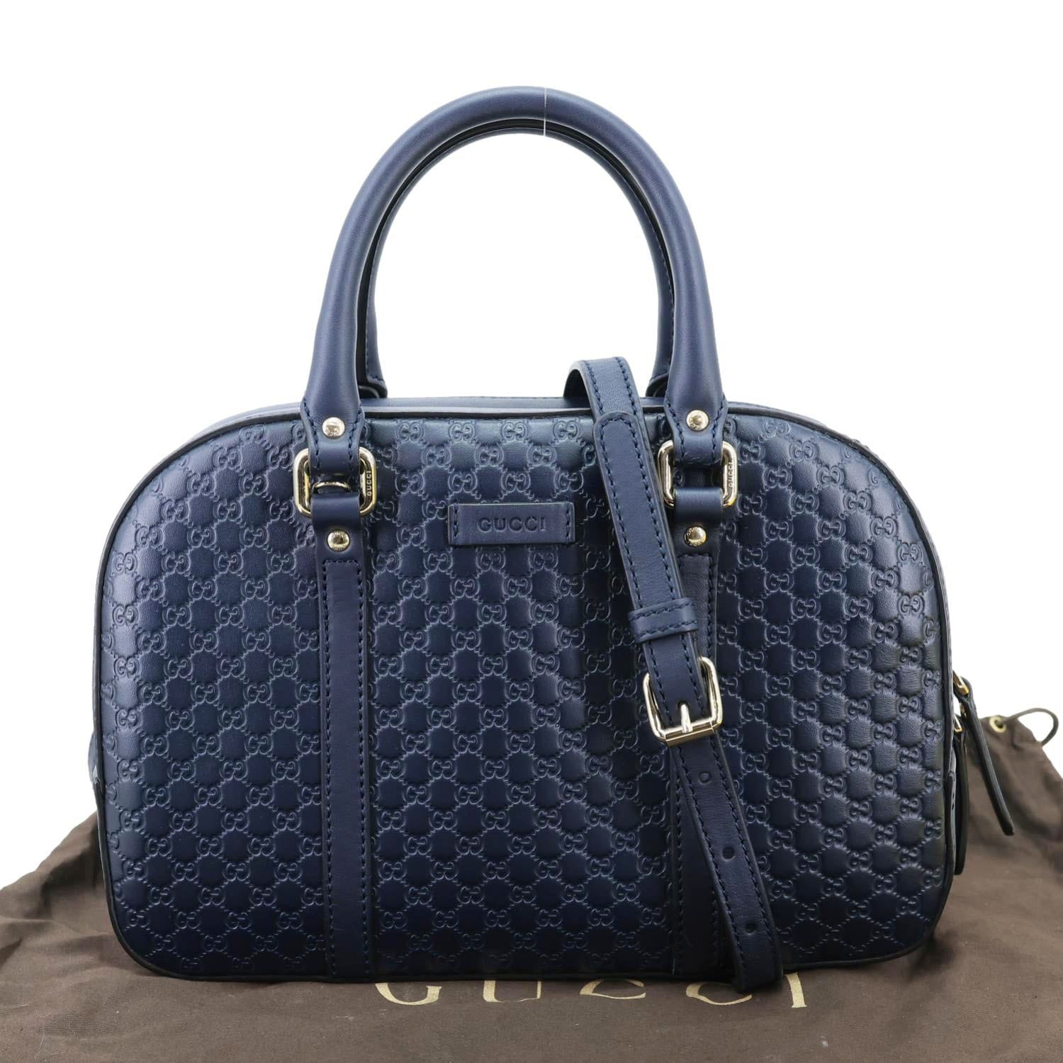 GUCCI Small Microguccissima Leather Crossbody Bag Navy Blue 510286