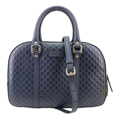 GUCCI Small Microguccissima Leather Crossbody Bag Navy Blue 510286