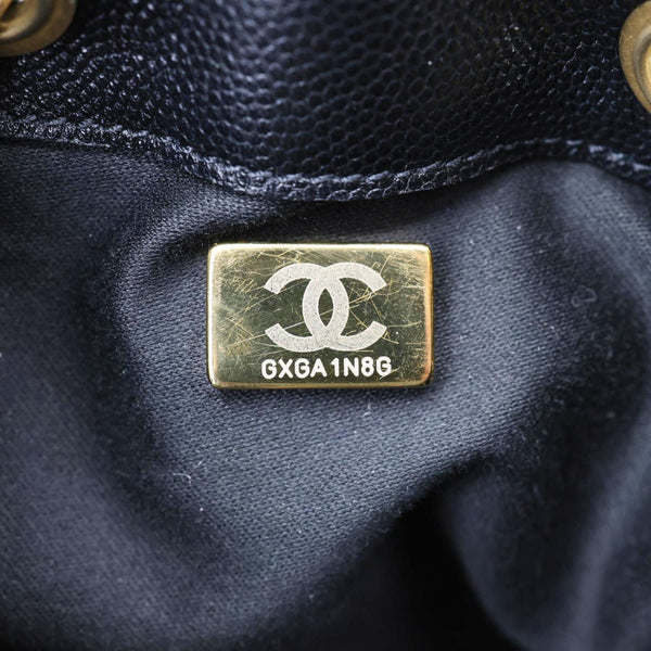 CHANEL 25 Medium Quilted Caviar Leather Chain Shoulder Bag Black