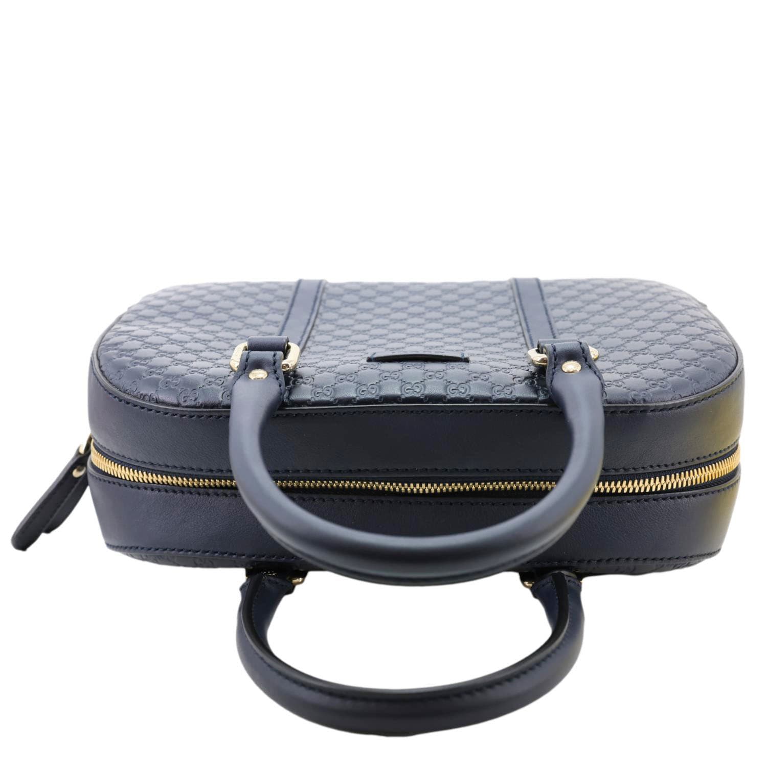 GUCCI Small Microguccissima Leather Crossbody Bag Navy Blue 510286