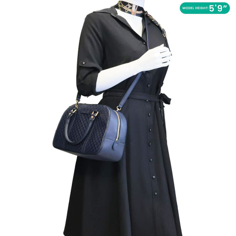 GUCCI Small Microguccissima Leather Crossbody Bag Navy Blue 510286