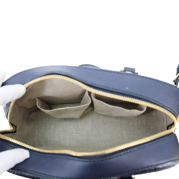 GUCCI Small Microguccissima Leather Crossbody Bag Navy Blue 510286