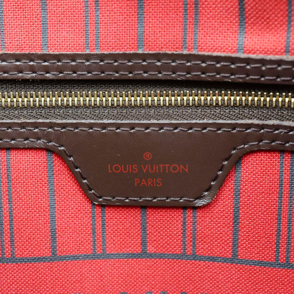 LOUIS VUITTON Neverfull MM Damier Ebene Tote Bag Brown