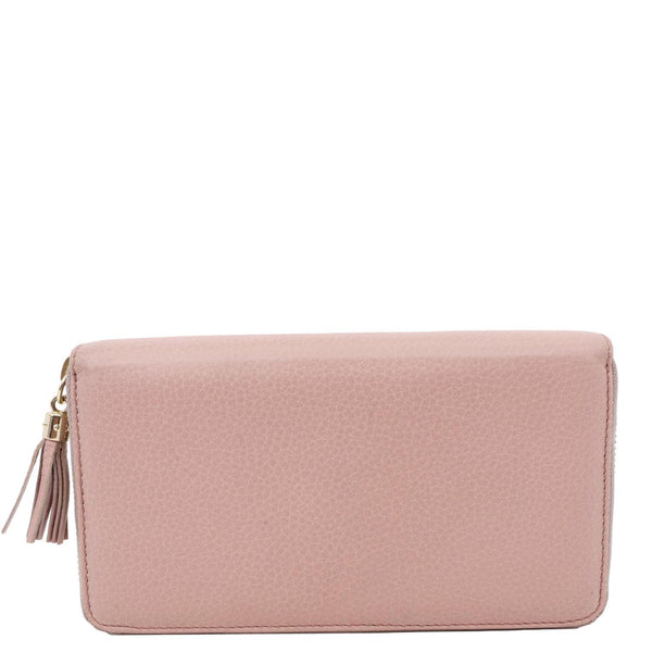 GUCCI Soho Pebbled Calfskin Zip Around Wallet Pink 308280