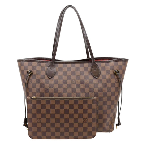 LOUIS VUITTON Neverfull MM Damier Ebene Tote Bag Brown