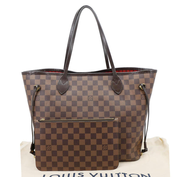 LOUIS VUITTON Neverfull MM Damier Ebene Tote Bag Brown