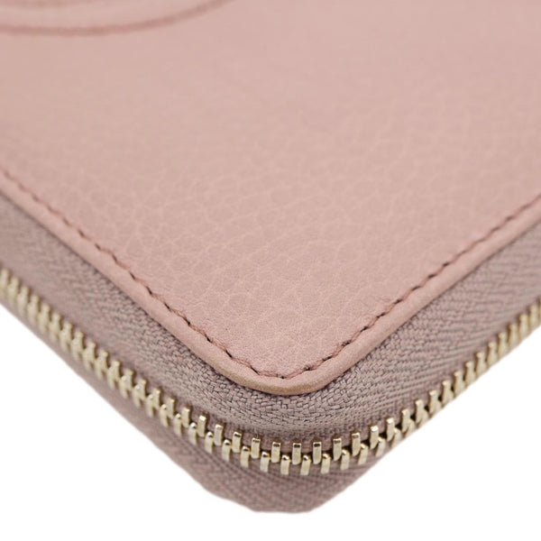 GUCCI Soho Pebbled Calfskin Zip Around Wallet Pink 308280