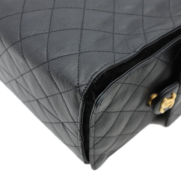 CHANEL 25 Medium Quilted Caviar Leather Chain Shoulder Bag Black