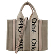 CHLOE Woody Small Linen Canvas Tote Bag Off White