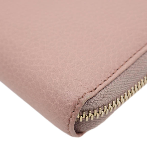 GUCCI Soho Pebbled Calfskin Zip Around Wallet Pink 308280