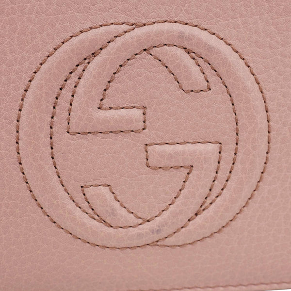 GUCCI Soho Pebbled Calfskin Zip Around Wallet Pink 308280