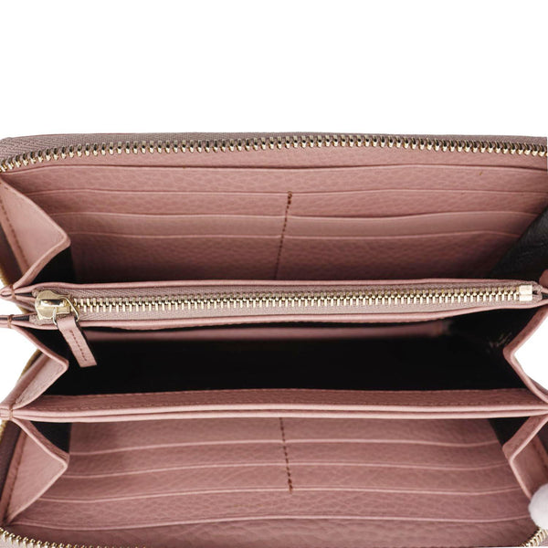 GUCCI Soho Pebbled Calfskin Zip Around Wallet Pink 308280
