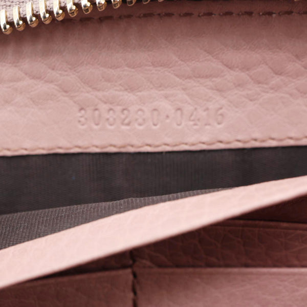 GUCCI Soho Pebbled Calfskin Zip Around Wallet Pink 308280