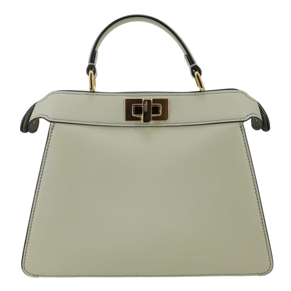 FENDI Peekaboo I SEE U Small Leather Satchel Shoulder Bag Light Green