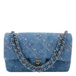 CHANEL Double Flap Medium Denim Bleached Chain Shoulder Bag Blue