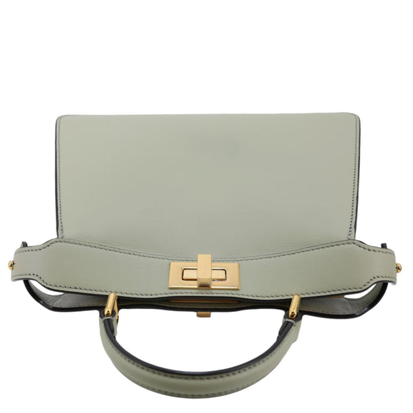 FENDI Peekaboo I SEE U Small Leather Satchel Shoulder Bag Light Green