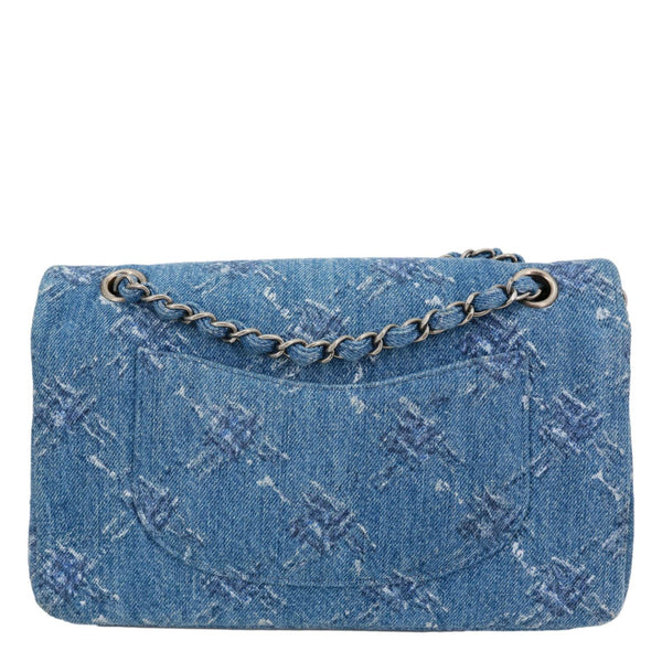CHANEL Double Flap Medium Denim Bleached Chain Shoulder Bag Blue