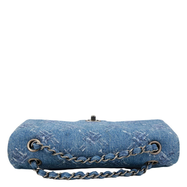 CHANEL Double Flap Medium Denim Bleached Chain Shoulder Bag Blue