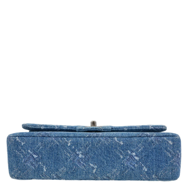 CHANEL Double Flap Medium Denim Bleached Chain Shoulder Bag Blue