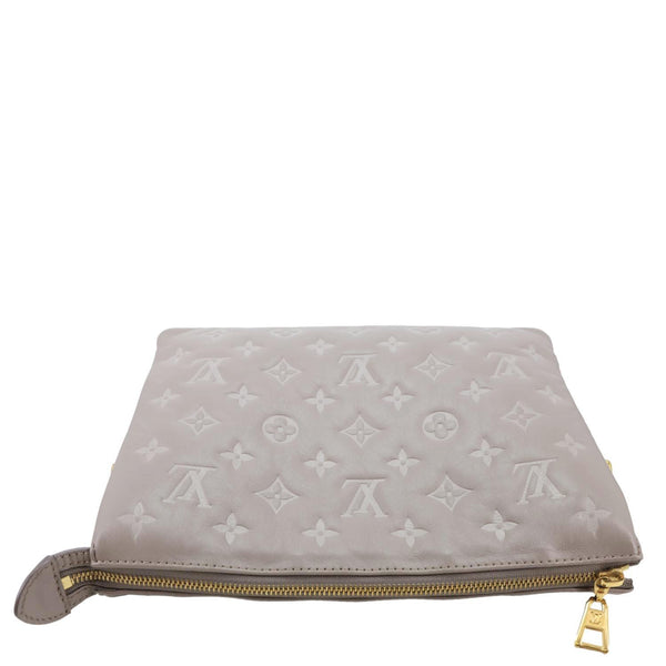 LOUIS VUITTON Coussin PM Monogram Embossed Lambskin Leather Shoulder Bag Gris