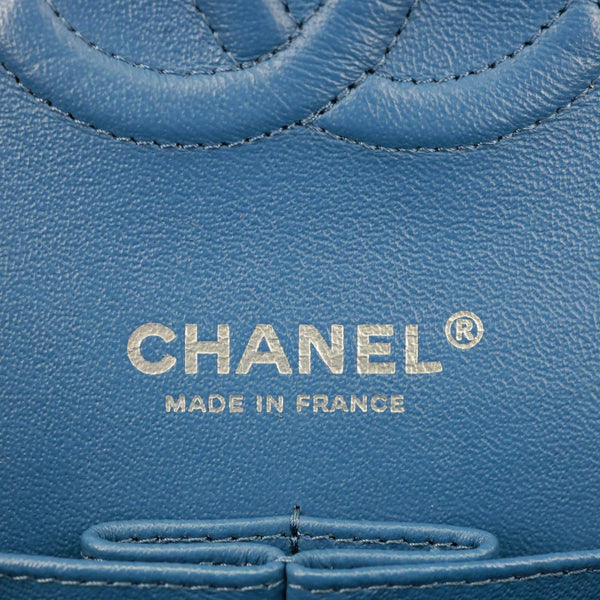 CHANEL Double Flap Medium Denim Bleached Chain Shoulder Bag Blue