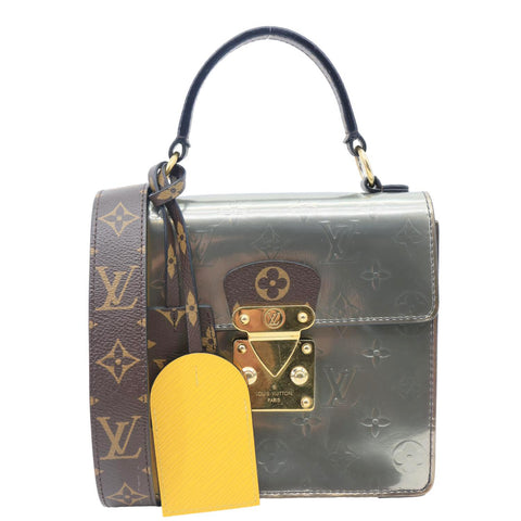 LOUIS VUITTON Spring Street NM Monogram Vernis Leather Shoulder Bag Silver