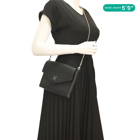 LOUIS VUITTON Mylockme Leather Chain Crossbody Bag Black