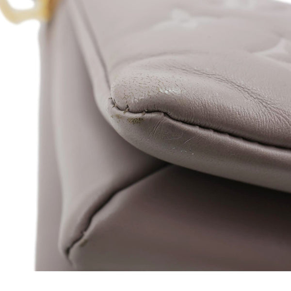 LOUIS VUITTON Coussin PM Monogram Embossed Lambskin Leather Shoulder Bag Gris