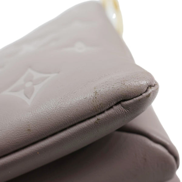 LOUIS VUITTON Coussin PM Monogram Embossed Lambskin Leather Shoulder Bag Gris