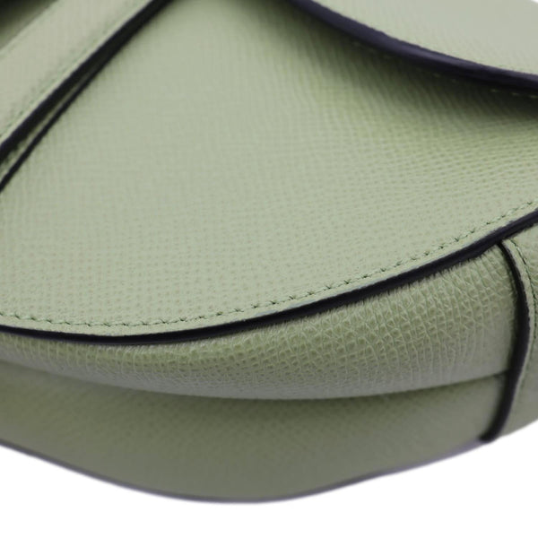 CHRISTIAN DIOR Saddle Grained Calfskin Leather Shoulder Bag Green