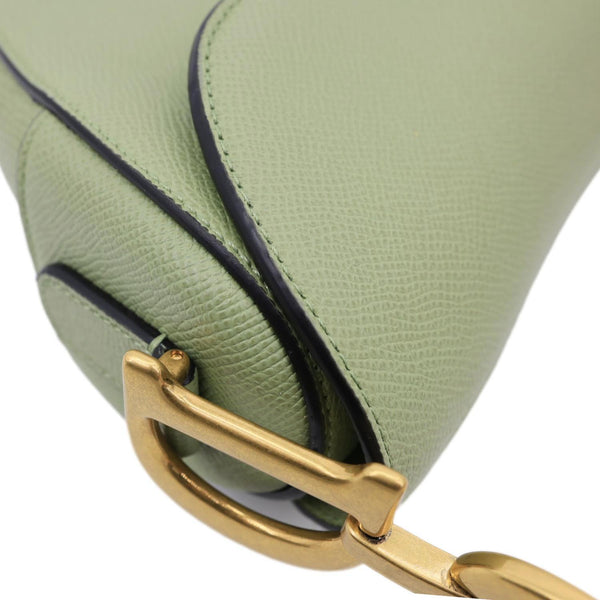 CHRISTIAN DIOR Saddle Grained Calfskin Leather Shoulder Bag Green