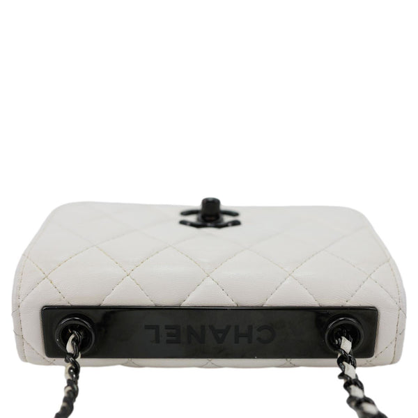 CHANEL Trendy CC Quilted Leather Wallet On Chain Crossbody Bag White