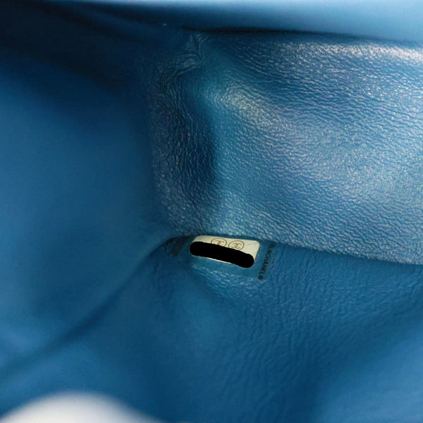 CHANEL Double Flap Medium Denim Bleached Chain Shoulder Bag Blue